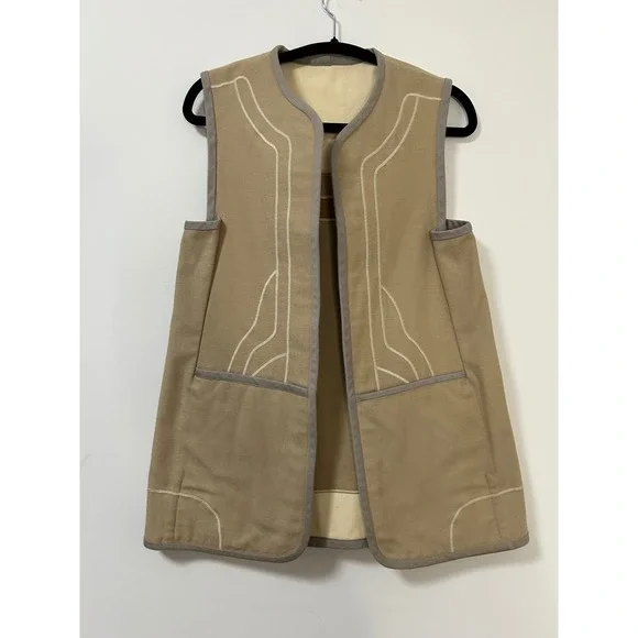 Vintage G. Girvin Seattle Silk Reversible Vest Women's Neutral Applique